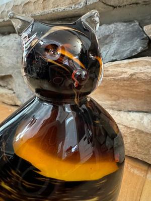 Hand Blown Glass - Cat Figurine - Unmarked