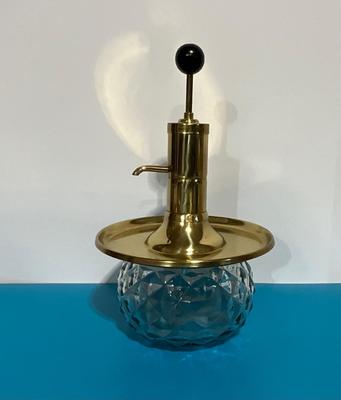 Clear Glass with gold tone top soap dispenser