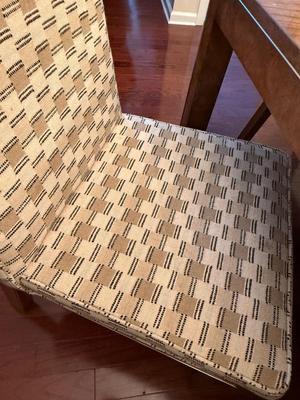Six dining chairs in fun upholstery