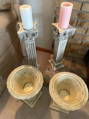 TWO PILLARS & TWO FLOWER POTS