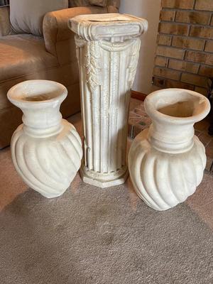 ONE PILLAR & TWO FLOOR VASES