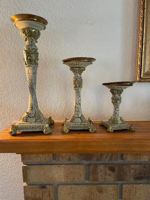 THREE CANDLE HOLDERS