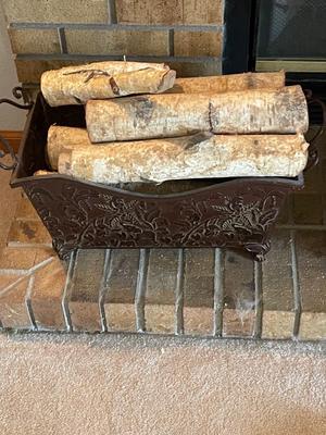 FIREWOOD STACK IN BRONZE COLORED HOLDER