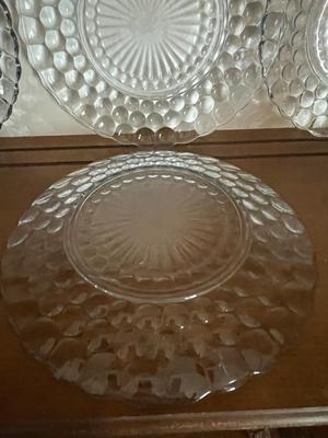 EIGHT PLACE SETTING ANCHOR HOCKING LIGHT BLUE BUBBLE GLASS DINNERWARE