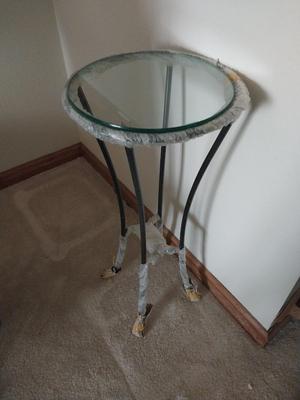 Glass Top Metal Plant Stand