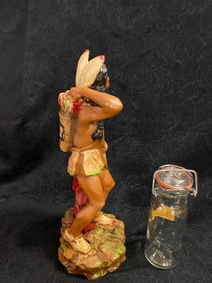 VINTAGE JAR AND NATIVE AMERICAN STATUE