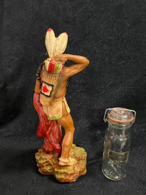 VINTAGE JAR AND NATIVE AMERICAN STATUE