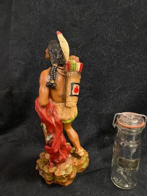 VINTAGE JAR AND NATIVE AMERICAN STATUE