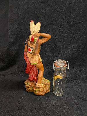 VINTAGE JAR AND NATIVE AMERICAN STATUE