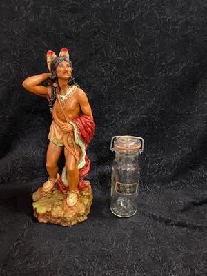 VINTAGE JAR AND NATIVE AMERICAN STATUE
