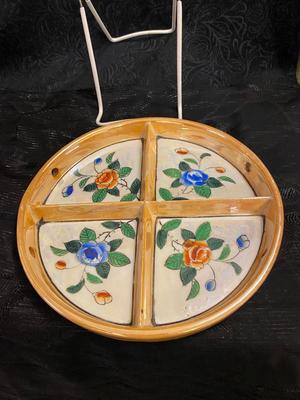 GREAT WALL OF CHINA SOUVENIR COIN, CARVED WOODEN BOX, HAND PAINTED DISH AND VASE