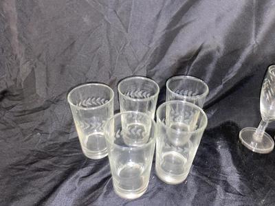 VINTAGE ETCHED DRINKING VESSELS