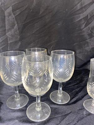 VINTAGE ETCHED DRINKING VESSELS