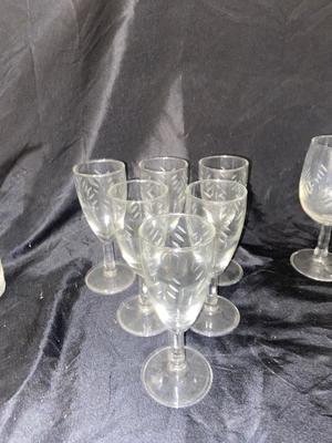 VINTAGE ETCHED DRINKING VESSELS