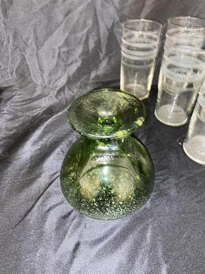 INDIANA GREEN GRAPE VASE, RETRO DRINKING GLASSES AND MORE