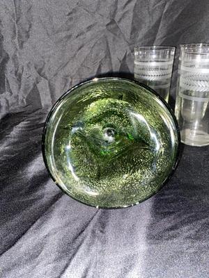 INDIANA GREEN GRAPE VASE, RETRO DRINKING GLASSES AND MORE