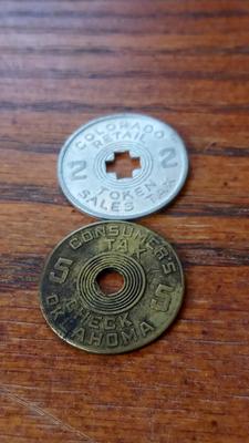 LOT 62 TWO EARLY COLORADO SALES TOKENS
