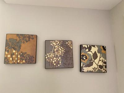 Set of 3 Flower Print Wall Art