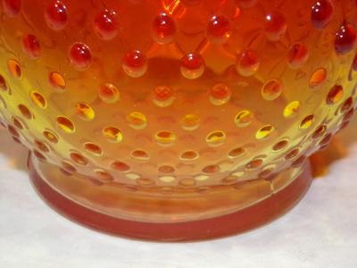 Kanawha Amberina hobnail swung glass vase