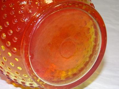 Kanawha Amberina hobnail swung glass vase