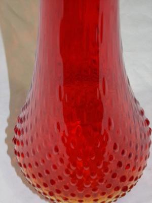 Kanawha Amberina hobnail swung glass vase