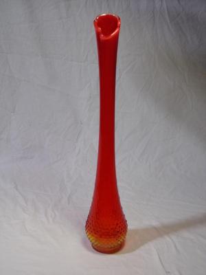 Kanawha Amberina hobnail swung glass vase