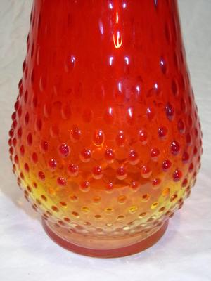 Kanawha Amberina hobnail swung glass vase