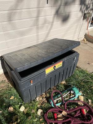 TUFF STORAGE BIN WITH HOSE AND SPRINKLERS