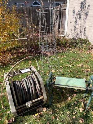 HOSE ON REEL PLUS GARDEN STOOL AND KNEELER
