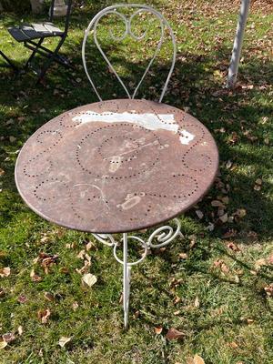 METAL CAFE TABLE AND CHAIR