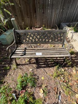 IRON BENCH WITH WOODEN SLATES