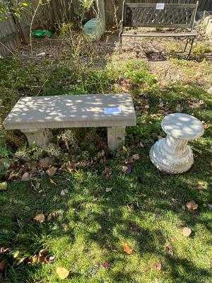 3 PIECE CONCRETE BENCH AND CONCRETE BASE
