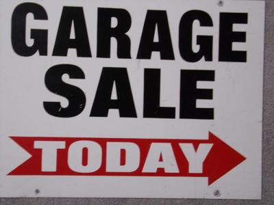 Double Sided metal "GARAGE SALE" sign panel.