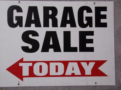 Double Sided metal "GARAGE SALE" sign panel.