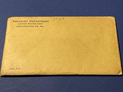 SEALED 1963 U.S. SILVER PROOF SET IN ORIGINAL CELLO PACKAGING AS PICTURED. FREE SHIPPING.