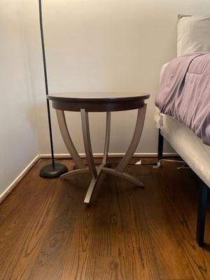 Round Zebra Wood Side Table