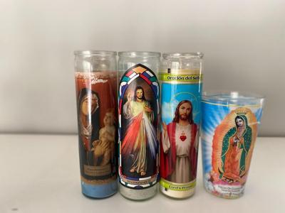 Unscented Religious Glass Jar Prayer Candles
