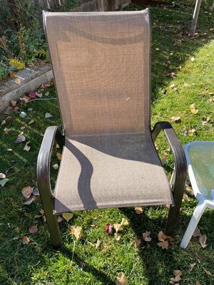 CHAISE LOUNGE, CHAIR AND TABLE