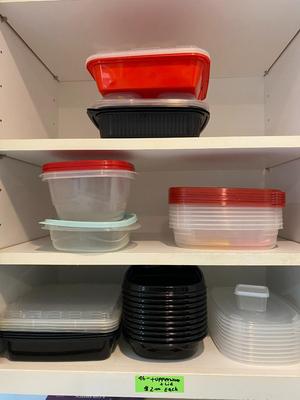 Lot of Plastic Food Storage Containers with Lids.