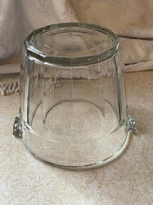 GLASS ICE BUCKET, FIRE KING SERVING DISH & GLASS BOWL