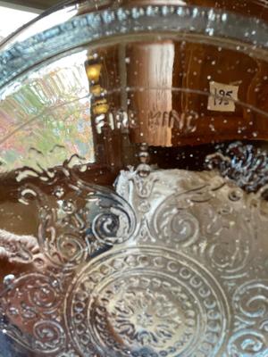 GLASS ICE BUCKET, FIRE KING SERVING DISH & GLASS BOWL