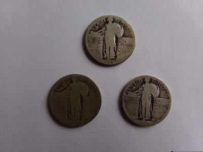 Three OLD 90% silver quarters