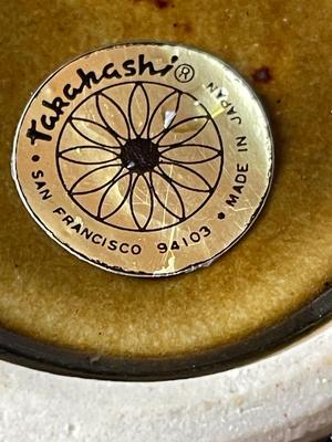 CEREAL BOWLS AND FOUR TAKAHASHI CERAMIC SAKE CUPS