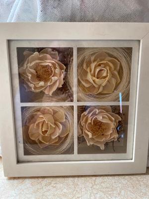 FLOWER SHADOW BOX AND WALL CLOCK