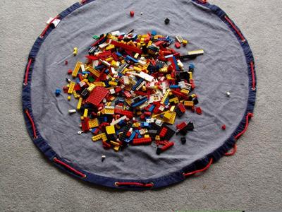 LEGO Denim draw string storage bag and play mat combo