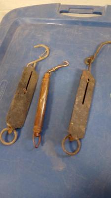 LOT 84 THREE OLD HANGING SCALES