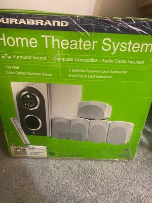 DURABRAND HOME THEATER SYSTEM AND ALARM CLOCK