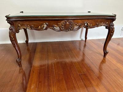Victorian Coffee Table w/ Glass Top