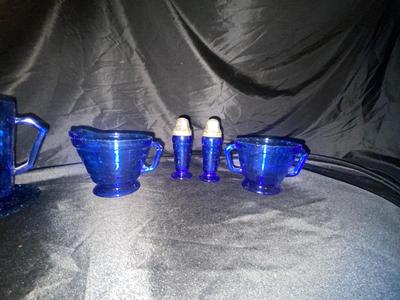BEAUTIFUL COBALT BLUE GLASS, SHIRLEY TEMPLE CHILD SIZED CREAMER PITCHER & AND A BIT MORE