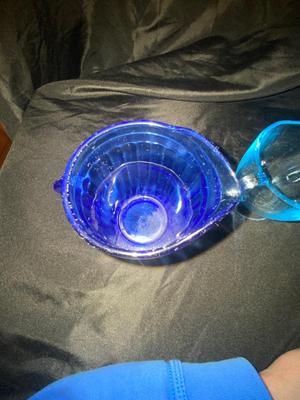BEAUTIFUL COBALT BLUE GLASS, SHIRLEY TEMPLE CHILD SIZED CREAMER PITCHER & AND A BIT MORE